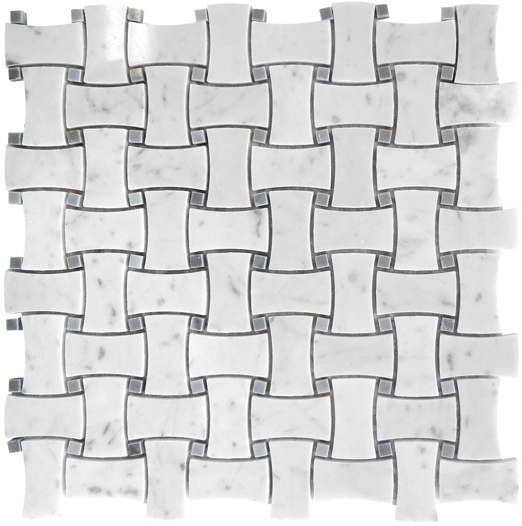 White 12 x 12 Polished Marble Mosaic Tile