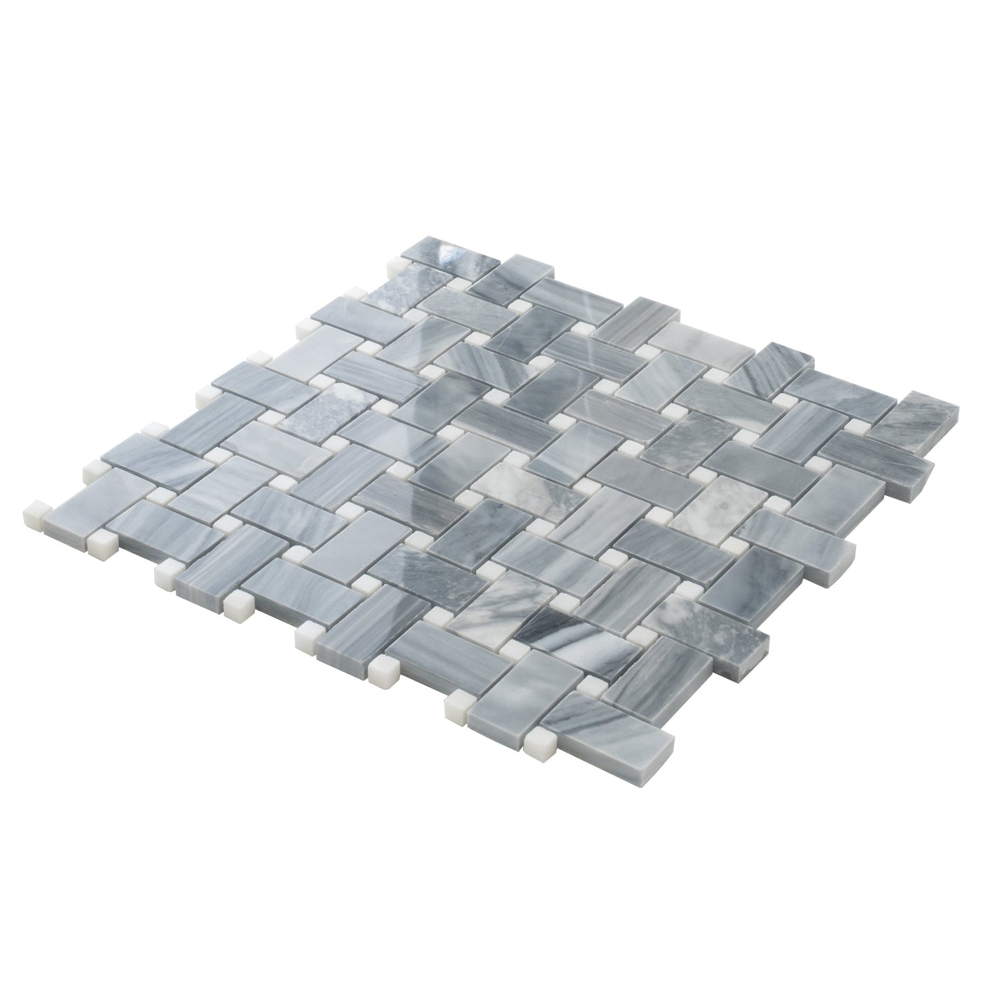 Porpoise Gray 12x12 Polished Bardiglio Nuvolato , Eastern White Marble Mosaic Tile