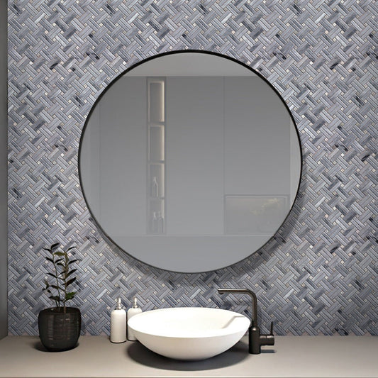 Gray 11 x 11 Polished Marble Mosaic Tile - Sample