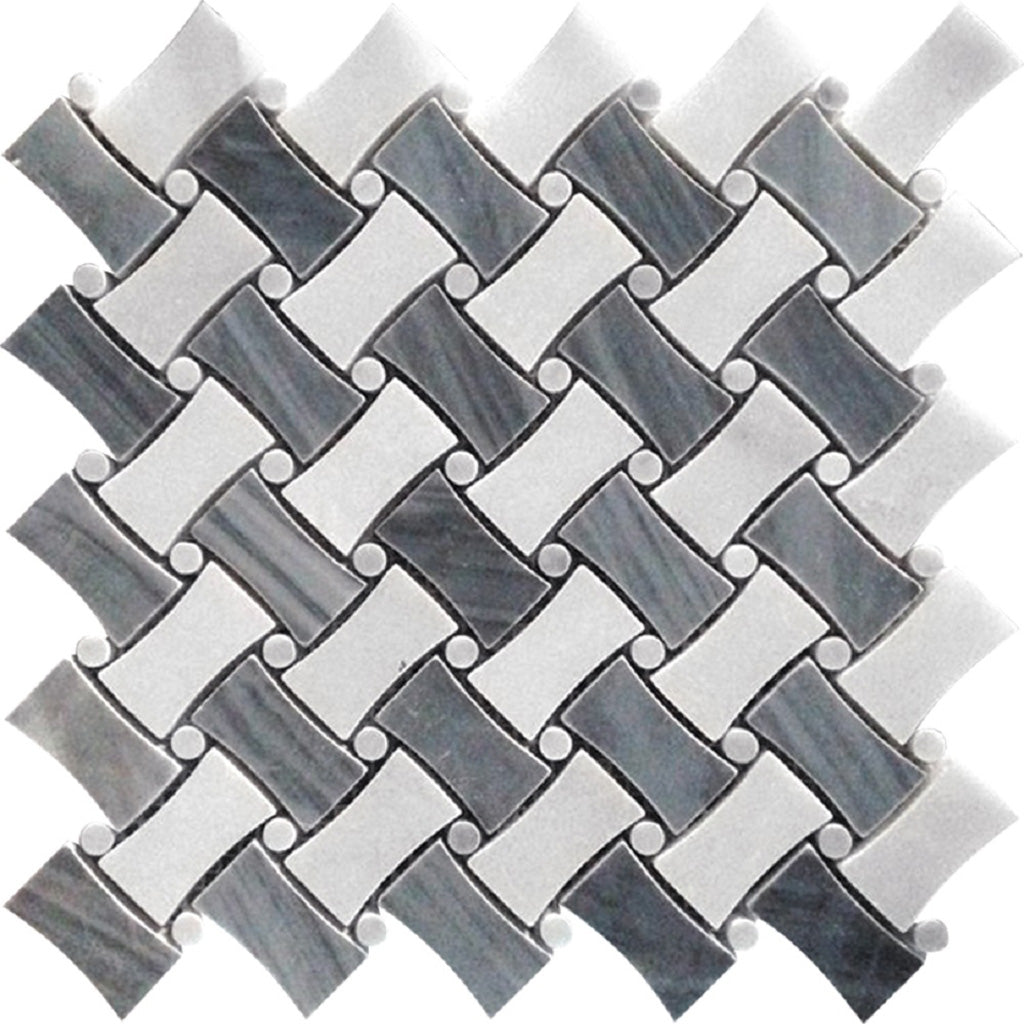 Gray and White 11 x 11 Polished Marble Mosaic Tile