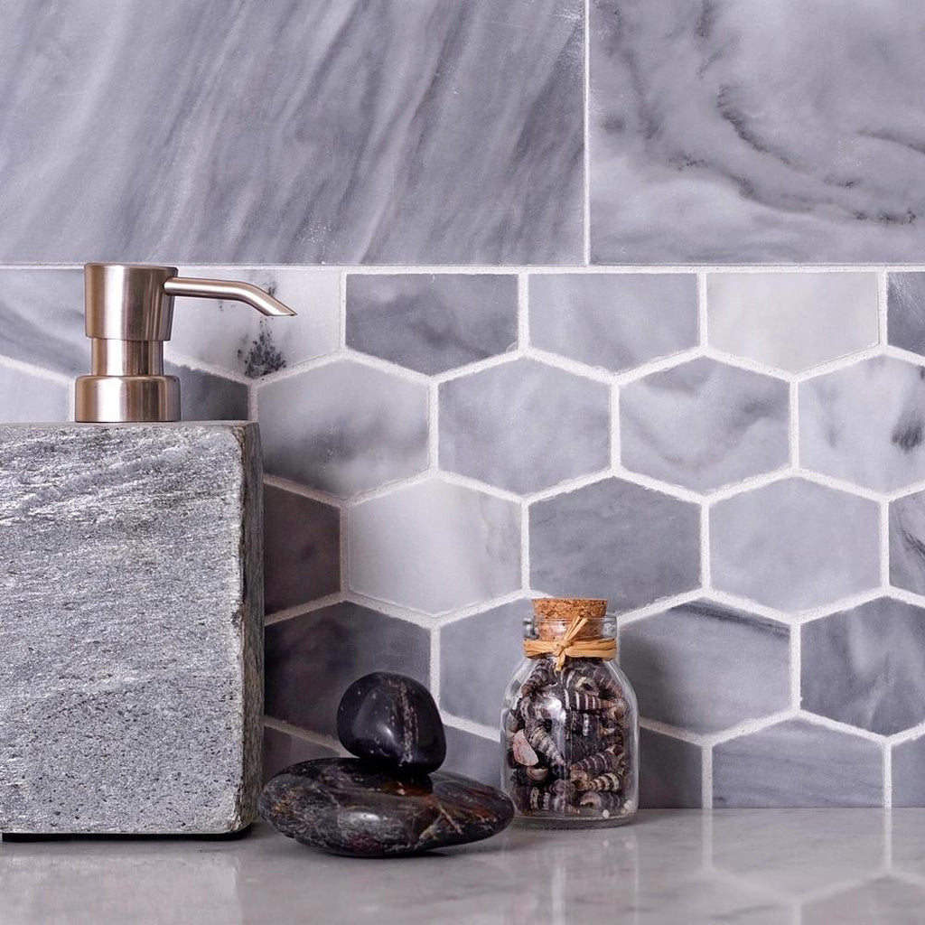 Gray 12 x 12 Polished Marble Mosaic Tile