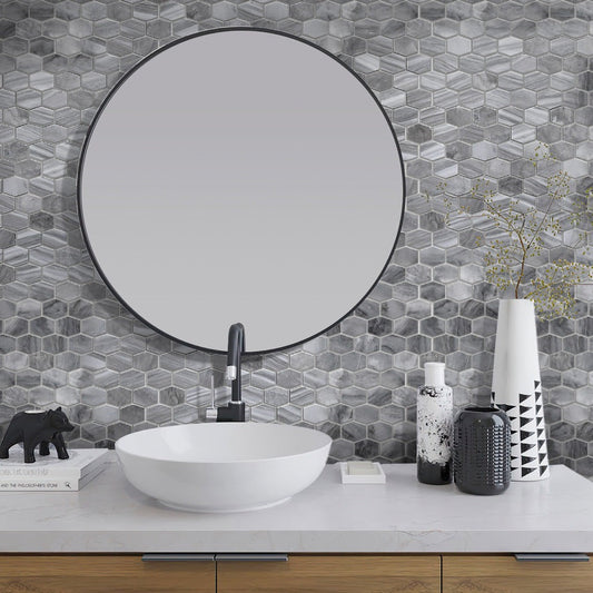 Gray 12 x 12 Polished Marble Mosaic Tile - Sample