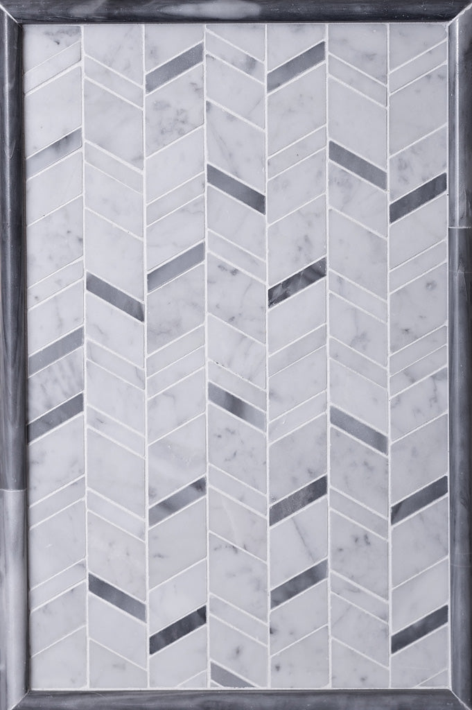 White and Gray 11 x 13 Polished Marble Mosaic Tile