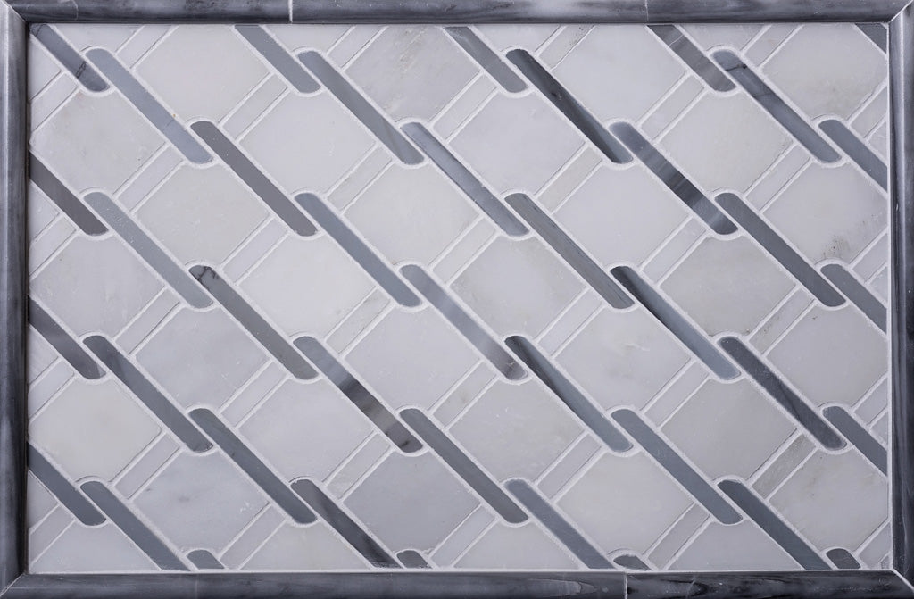 White and Gray 11 x 12 Polished Marble Mosaic Tile