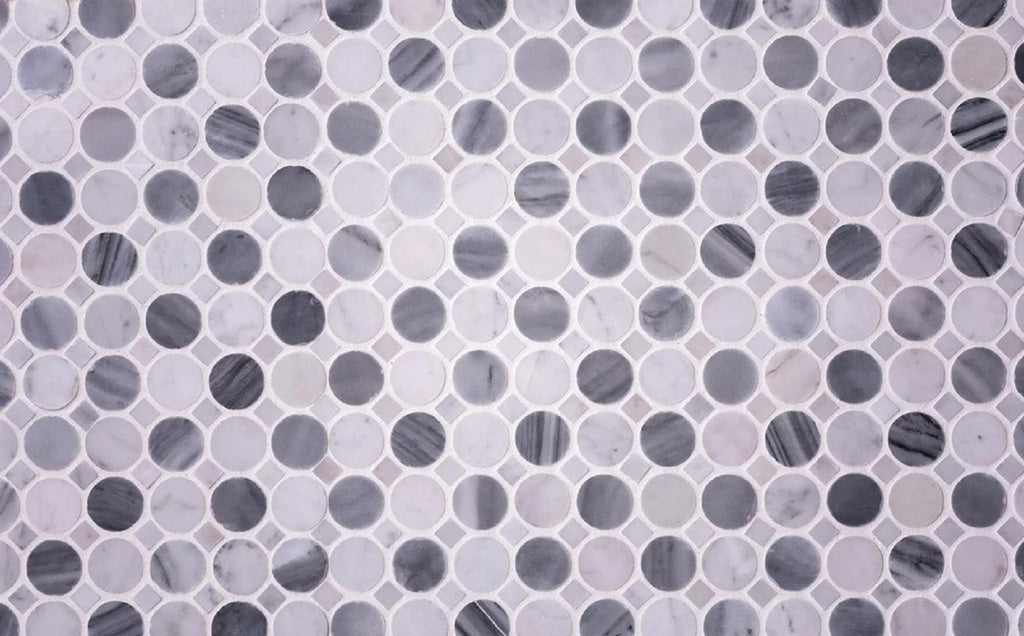 White and Gray 13 x 13 Polished Marble Mosaic Tile