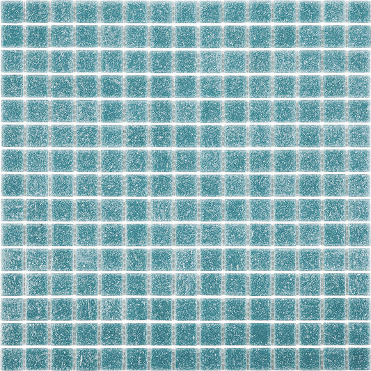 Blue-Green 12 x 12 Glossy Glass Mosaic Tile - Sample