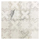 Warm white 10x10 honed dolomite calacatta marble mosaic tile with geometric clover and X pattern