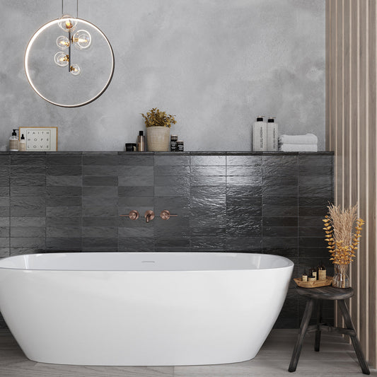 Black 2.5 x 8 Glossy, Matte Ceramic Subway Tile - Sample