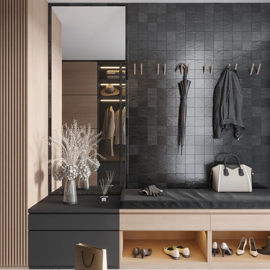 Black 4 x 4 Glossy, Matte Ceramic Square Tile - Sample