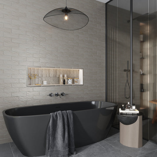 Cloud Gray 2.5 x 8 Glossy, Matte Ceramic Subway Tile - Sample