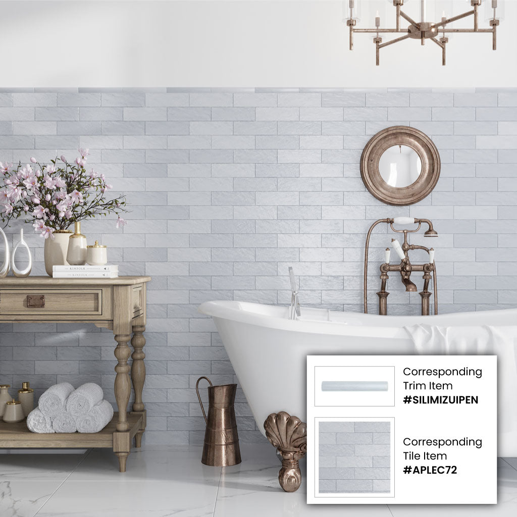 Gray 1.25 x 8 Matte, Glossy Ceramic Bullnose Trim - Sample