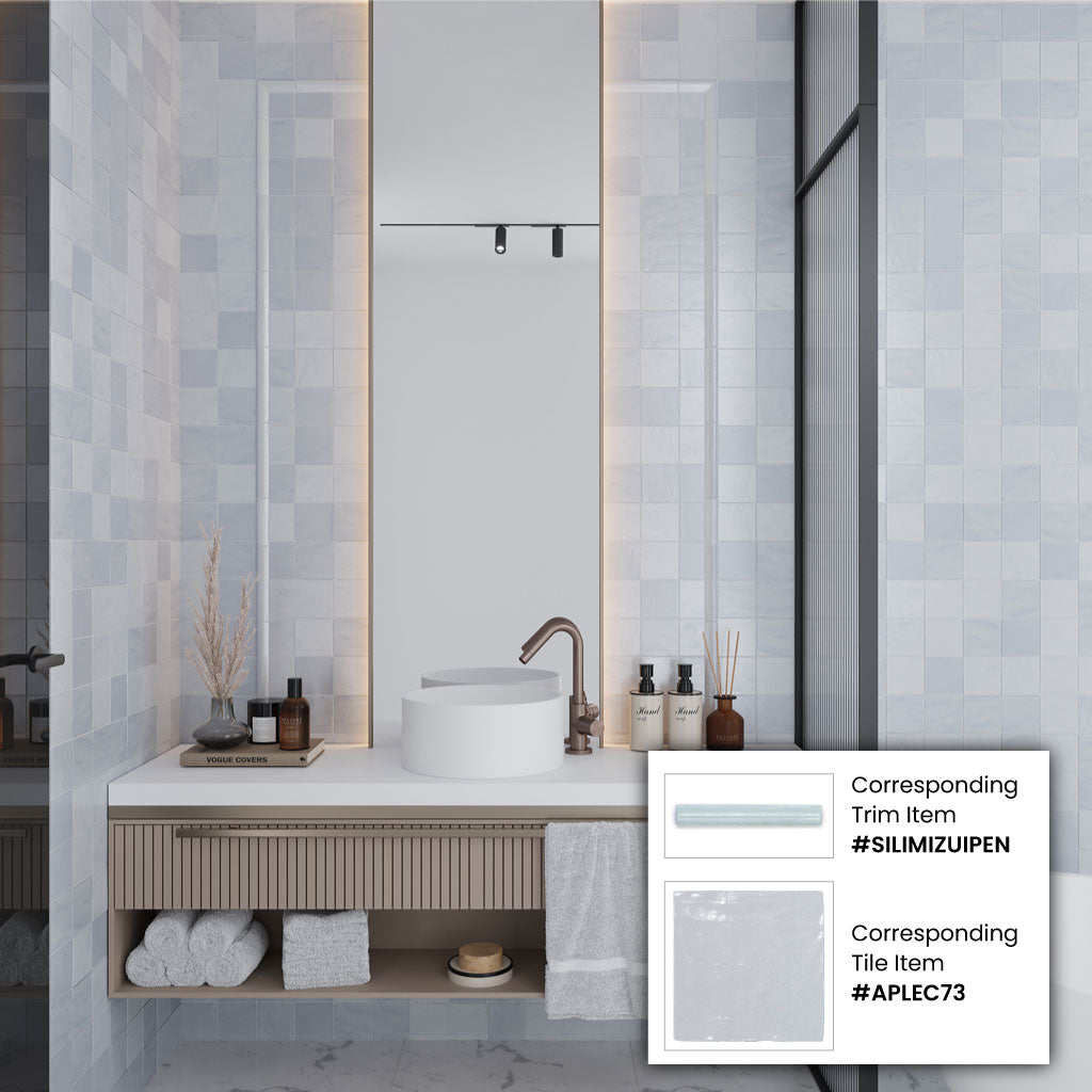 Gray 1.25 x 8 Matte, Glossy Ceramic Bullnose Trim - Sample