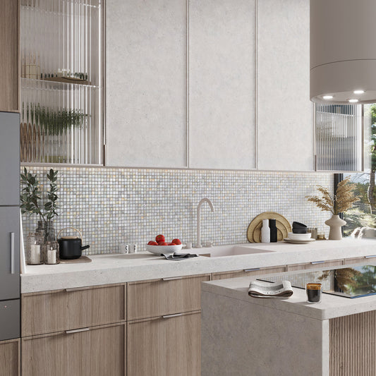 Shell White 12 x 12 Polished Shell, Mother of Pearl Mosaic Tile - Sample