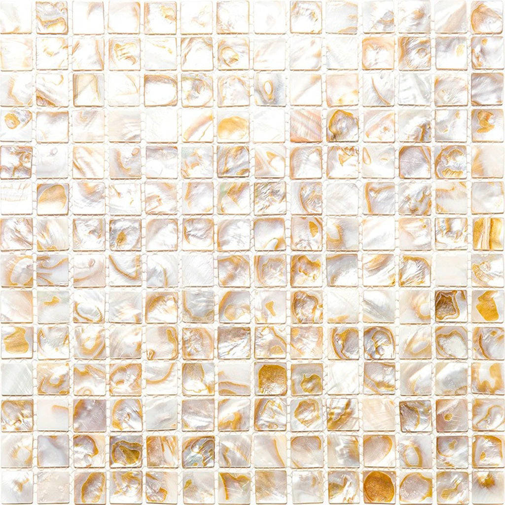 Beige 12 x 12 Polished Shell, Mother of Pearl Mosaic Tile