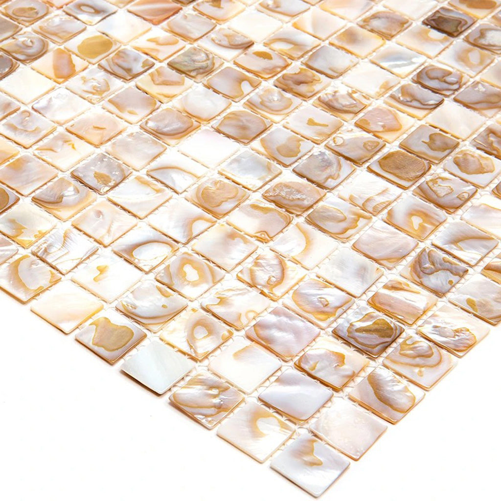 Beige 12 x 12 Polished Shell, Mother of Pearl Mosaic Tile