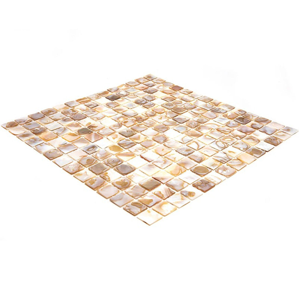 Beige 12 x 12 Polished Shell, Mother of Pearl Mosaic Tile