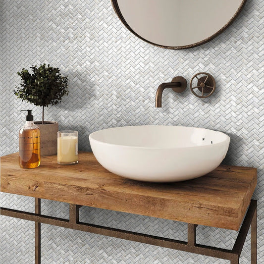 Powder White 10 x 11 Polished Shell, Mother of Pearl Mosaic Tile - Sample