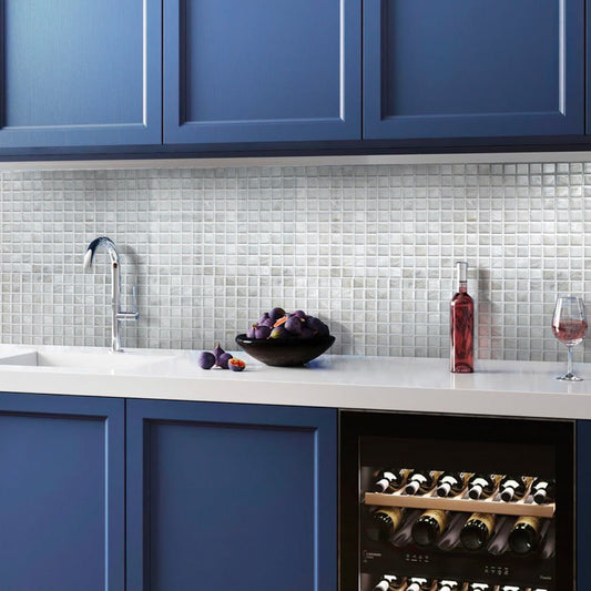 Chiffon White 11 x 11 Polished Shell, Mother of Pearl Mosaic Tile - Sample