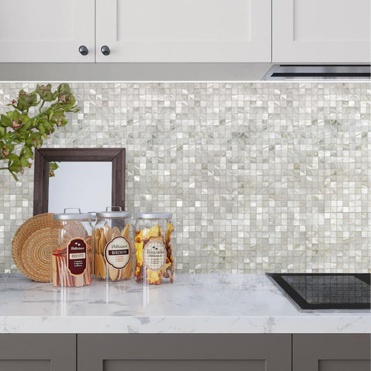 Shell White 12 x 12 Polished Shell, Mother of Pearl Mosaic Tile - Sample