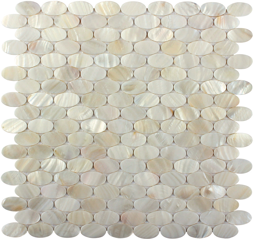 Bone White 11 x 12 Polished Shell, Mother of Pearl Mosaic Tile