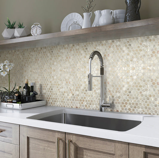 Shell White 12 x 12 Polished Shell, Mother of Pearl Mosaic Tile - Sample