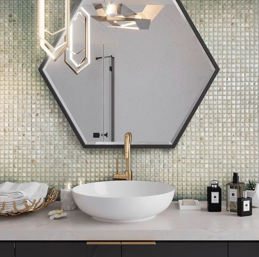 Shell White 12 x 12 Polished Shell, Mother of Pearl Mosaic Tile - Sample