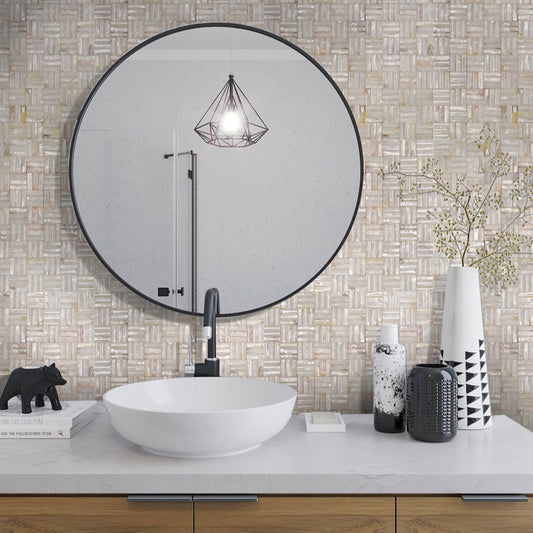 Shell White 12 x 12 Polished Shell, Mother of Pearl Mosaic Tile - Sample