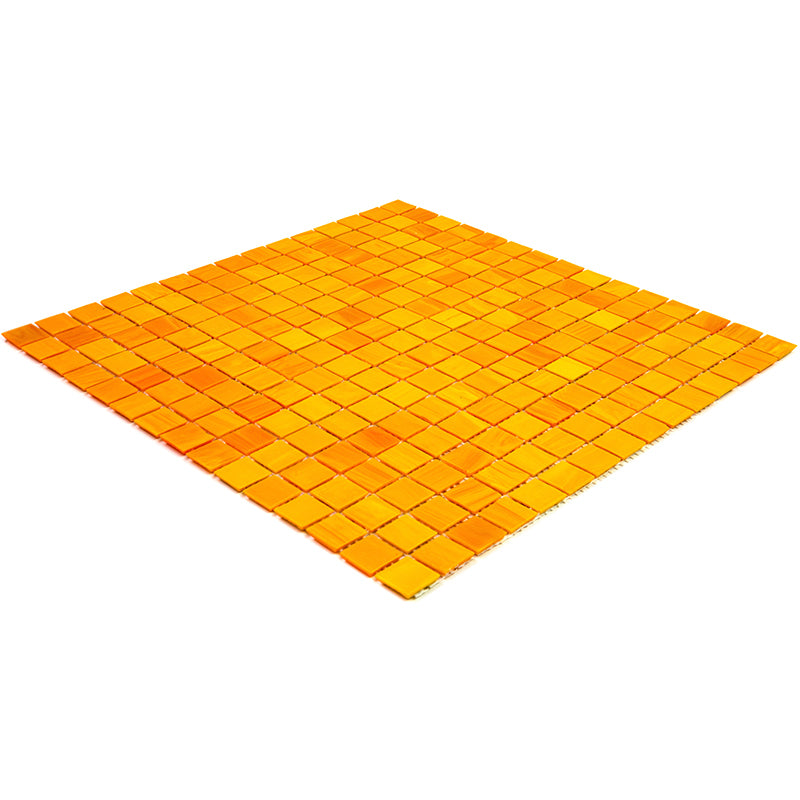 Honey Orange 12 x 12 Glossy Glass Mosaic Tile