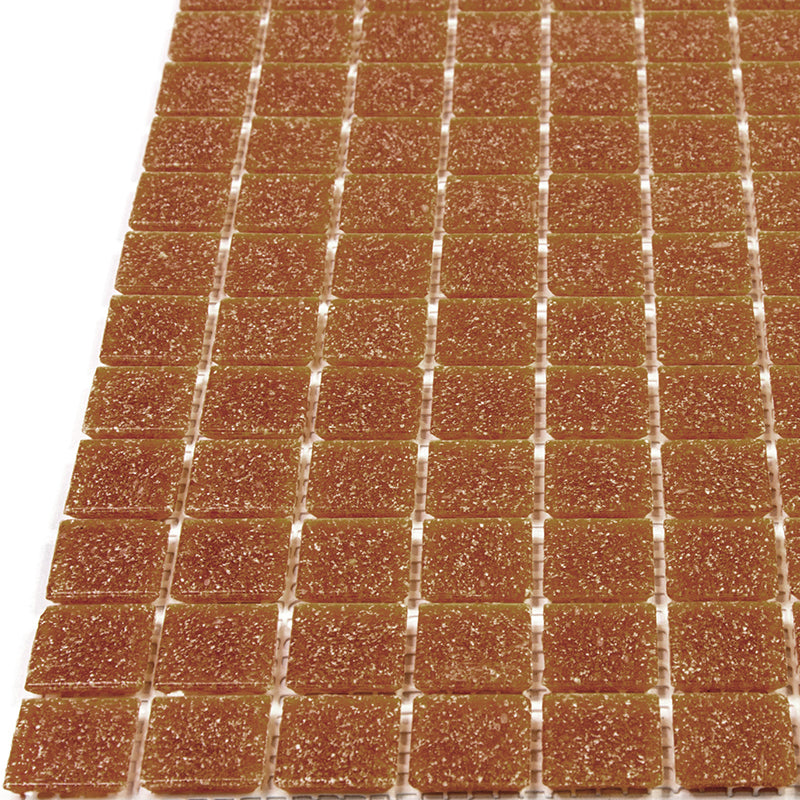 Apricot Red 12 x 12 Glossy Glass Mosaic Tile - Sample
