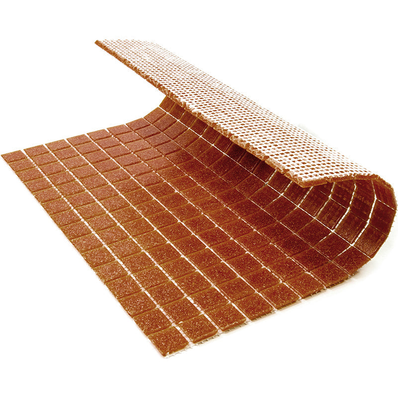 Apricot Red 12 x 12 Glossy Glass Mosaic Tile - Sample