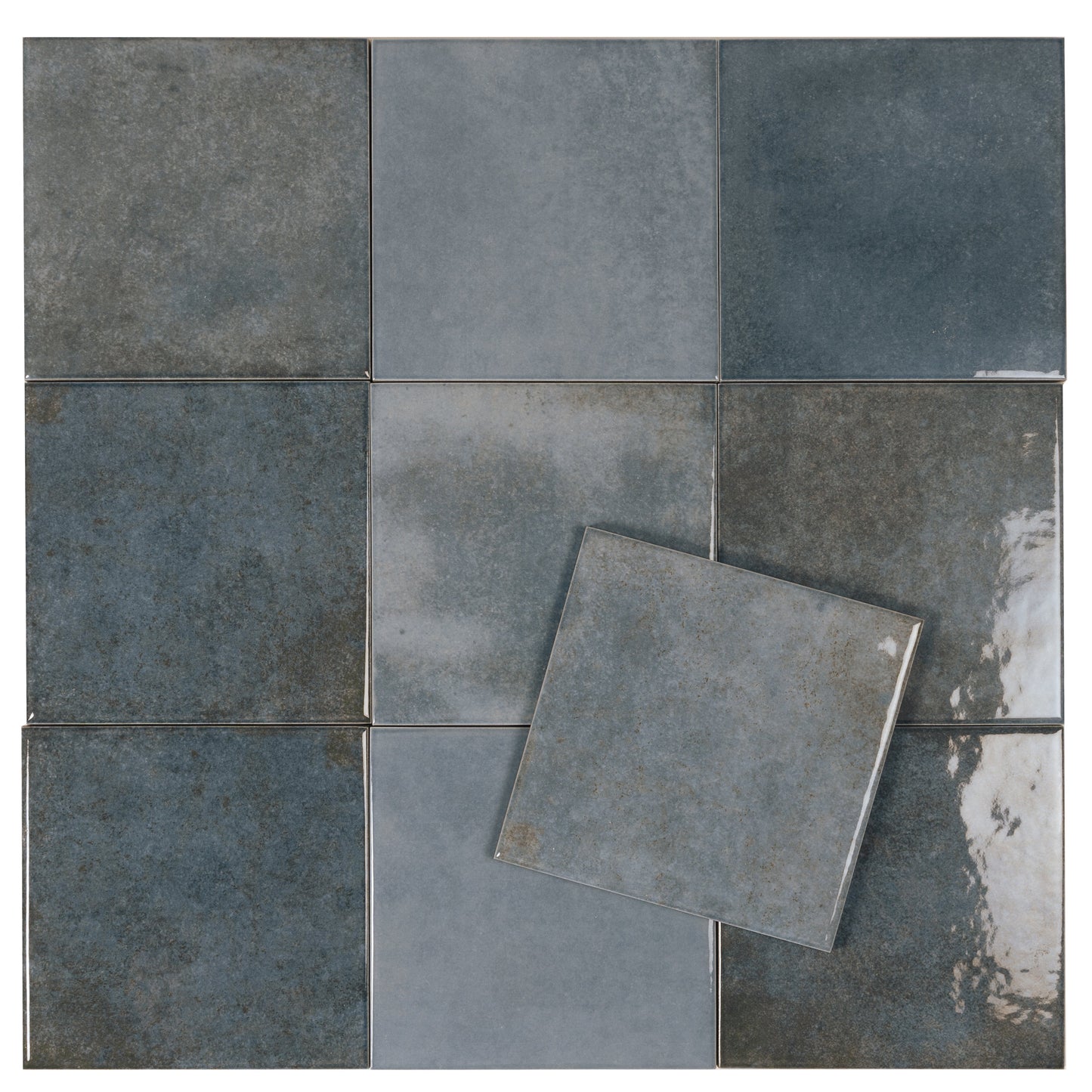 Slate Blue 6x6 Glossy Porcelain Zellige Square Tile