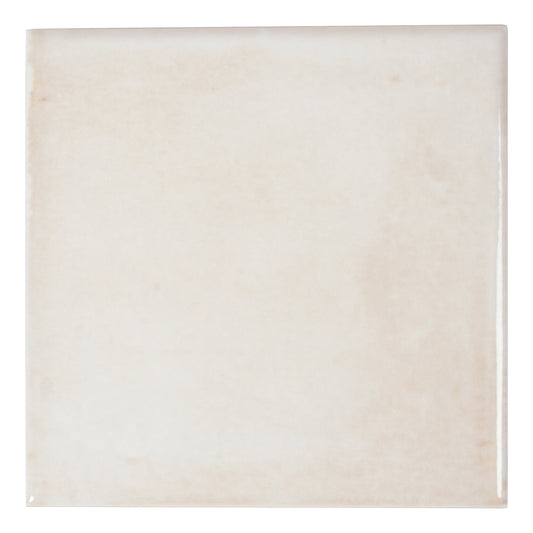 Creamy off-white 6x6 Glossy Porcelain Zellige Square Tile