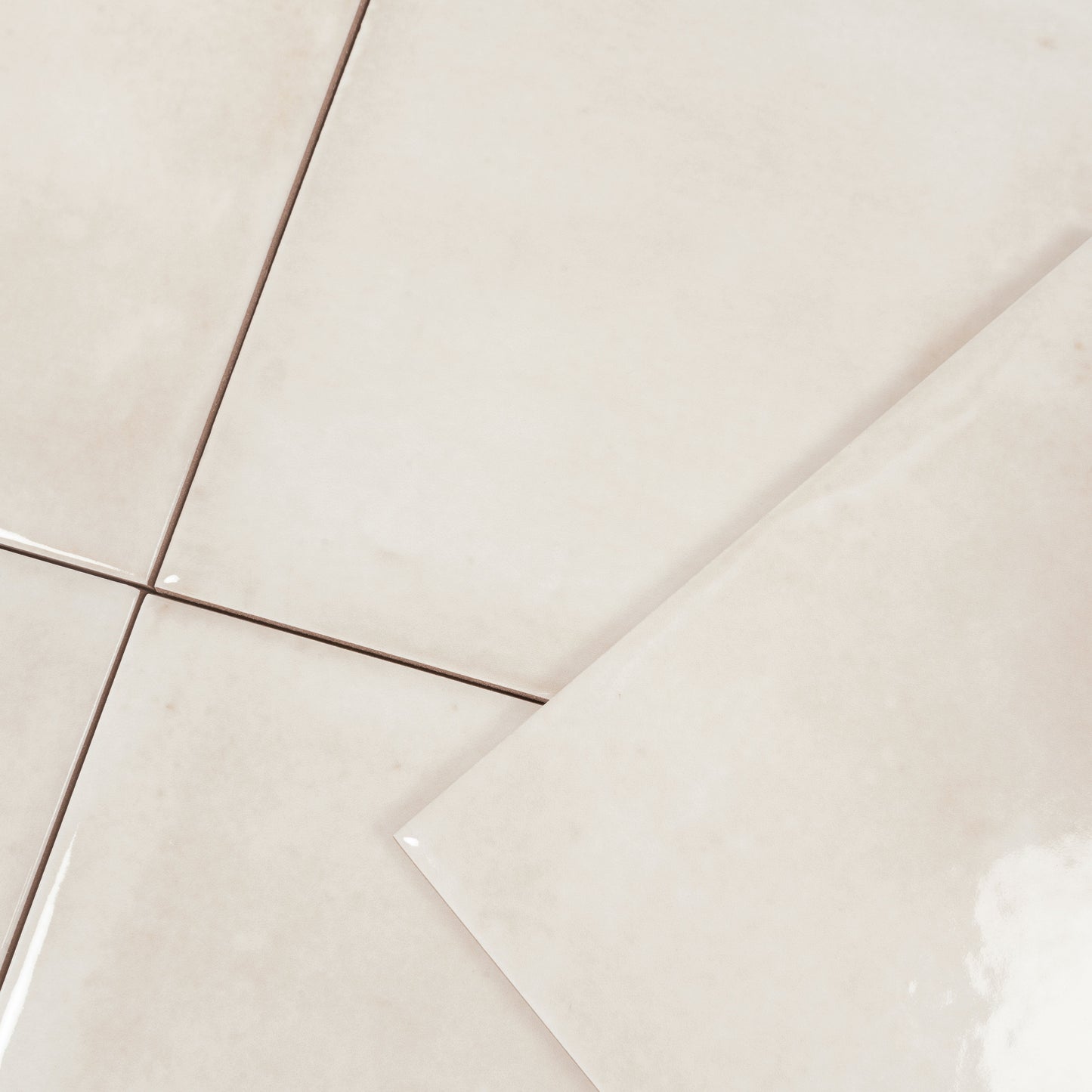 Creamy off-white 6x6 Glossy Porcelain Zellige Square Tile