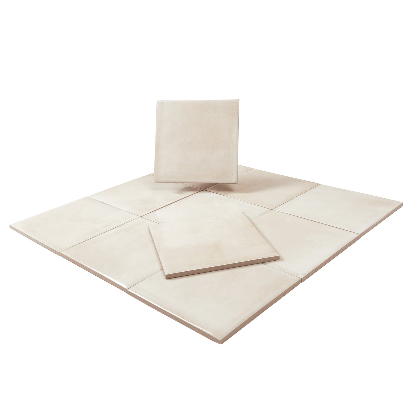 Creamy off-white 6x6 Glossy Porcelain Zellige Square Tile - Sample