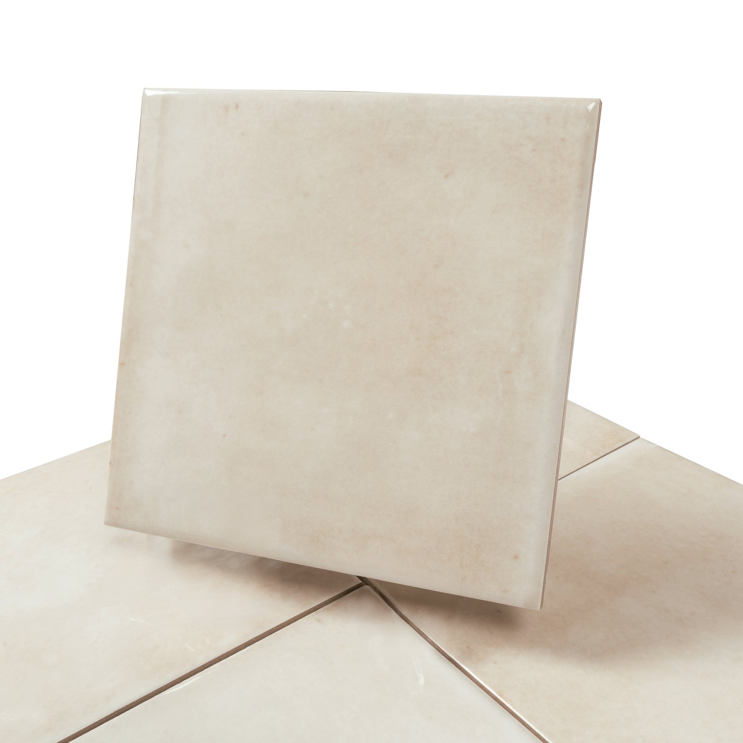 Creamy off-white 6x6 Glossy Porcelain Zellige Square Tile - Sample