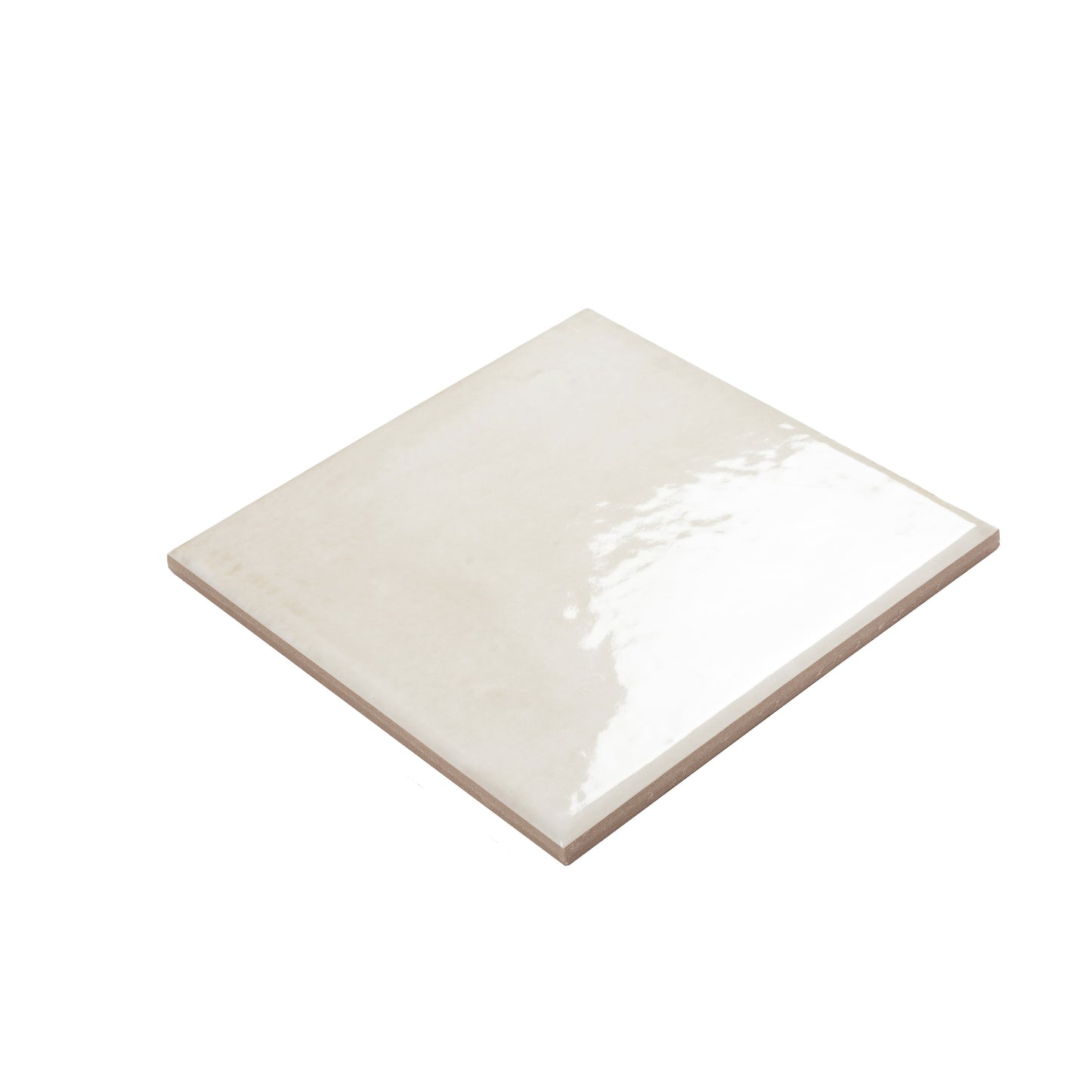 Creamy off-white 6x6 Glossy Porcelain Zellige Square Tile - Sample