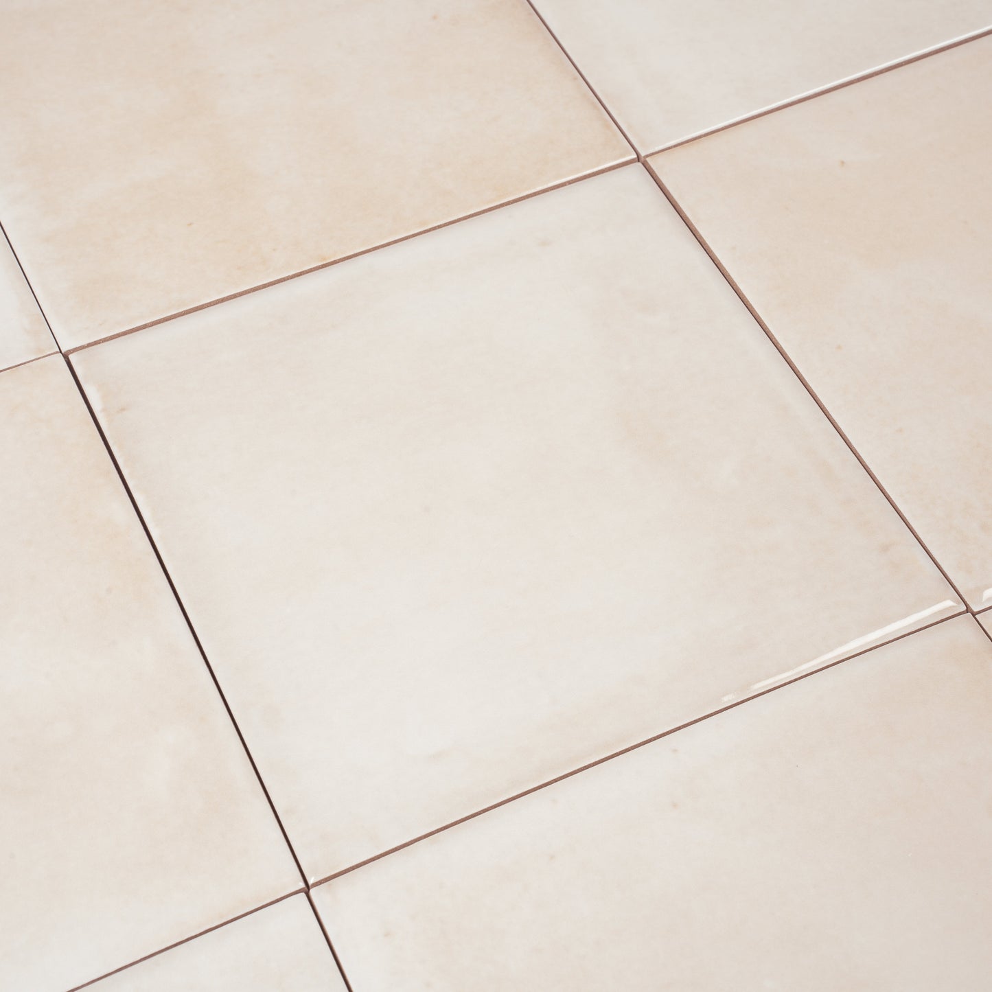 Creamy off-white 6x6 Glossy Porcelain Zellige Square Tile - Sample