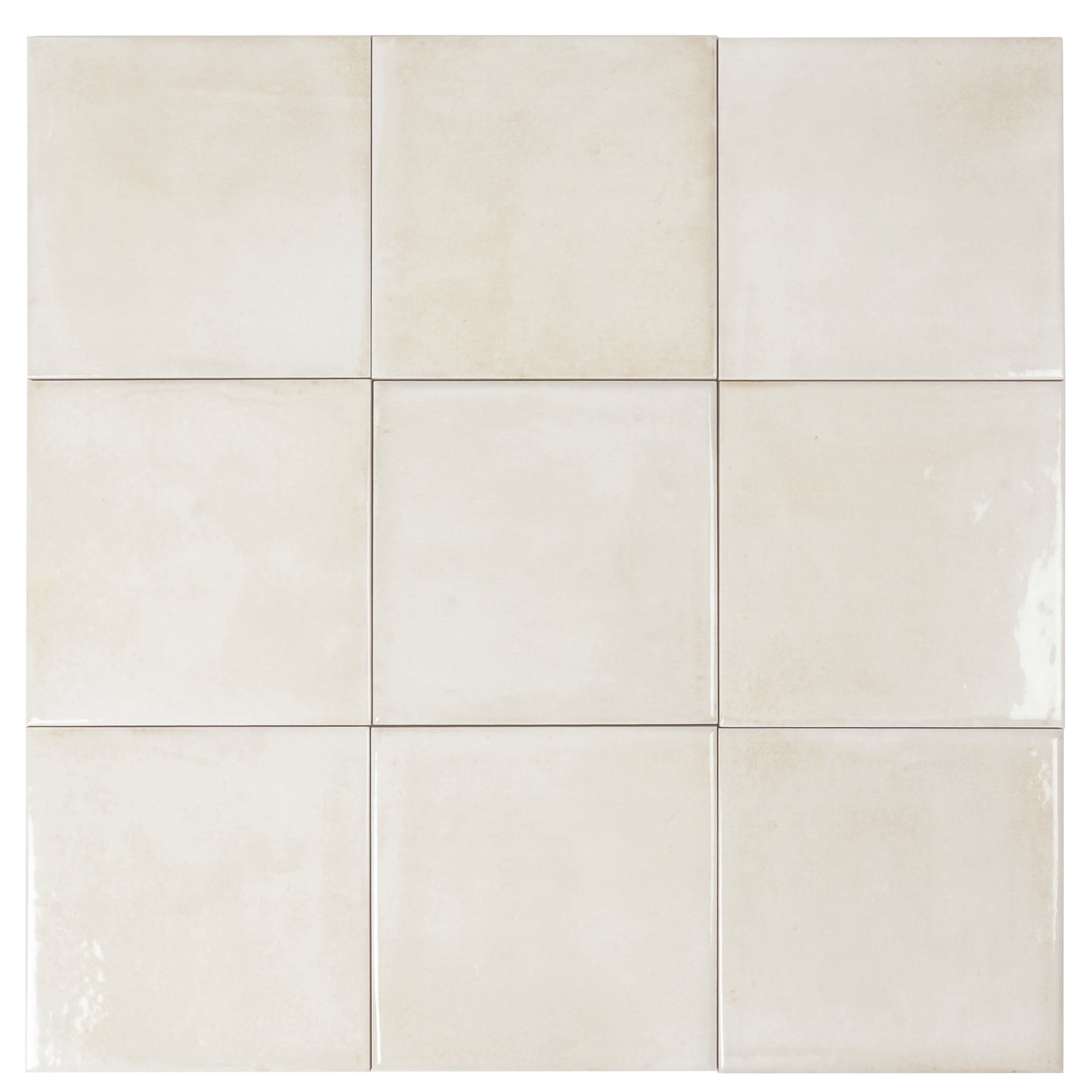 Creamy off-white 6x6 Glossy Porcelain Zellige Square Tile