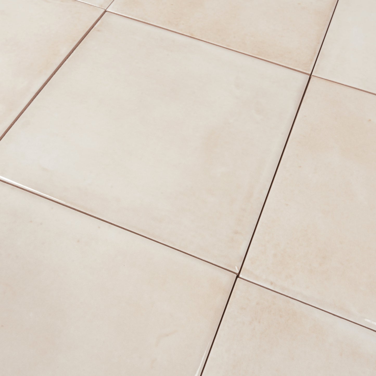 Creamy off-white 6x6 Glossy Porcelain Zellige Square Tile - Sample