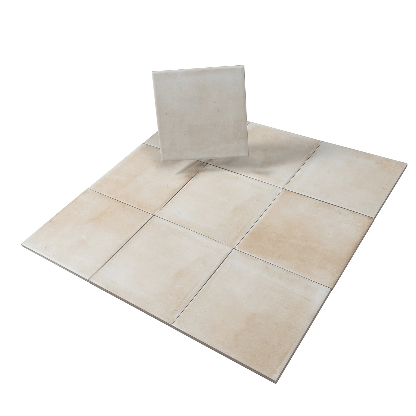 Creamy off-white 6x6 Matte Porcelain Zellige Square Tile - Sample