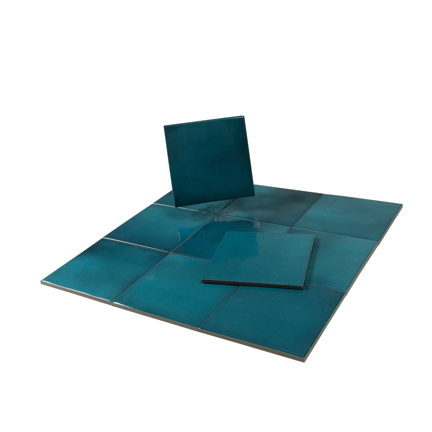 Tropical Teal 6x6 Glossy Porcelain Zellige Square Tile