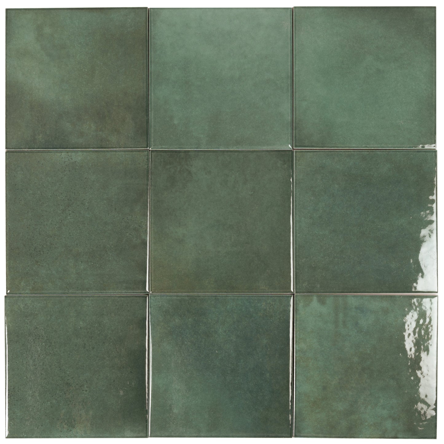 Moss Green 6x6 Glossy Porcelain Zellige Square Tile - Sample