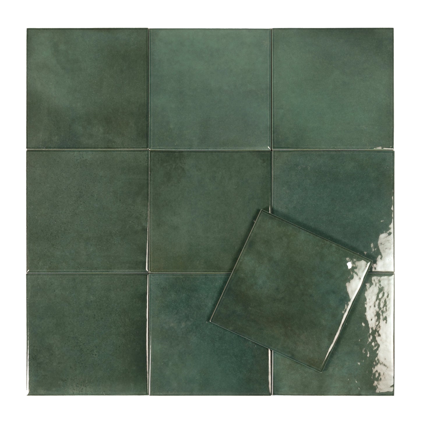 Moss Green 6x6 Glossy Porcelain Zellige Square Tile