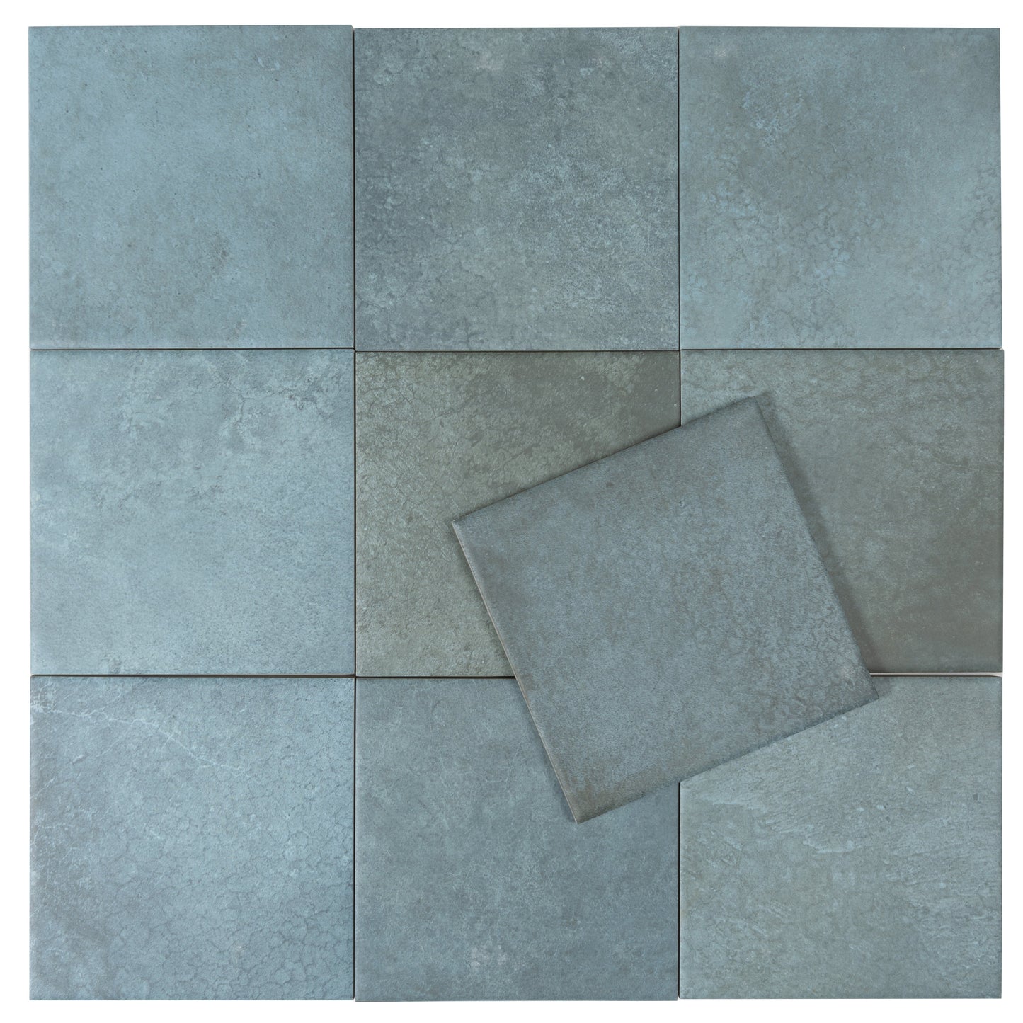 Dusty Blue 6x6 Matte Porcelain Zellige Square Tile