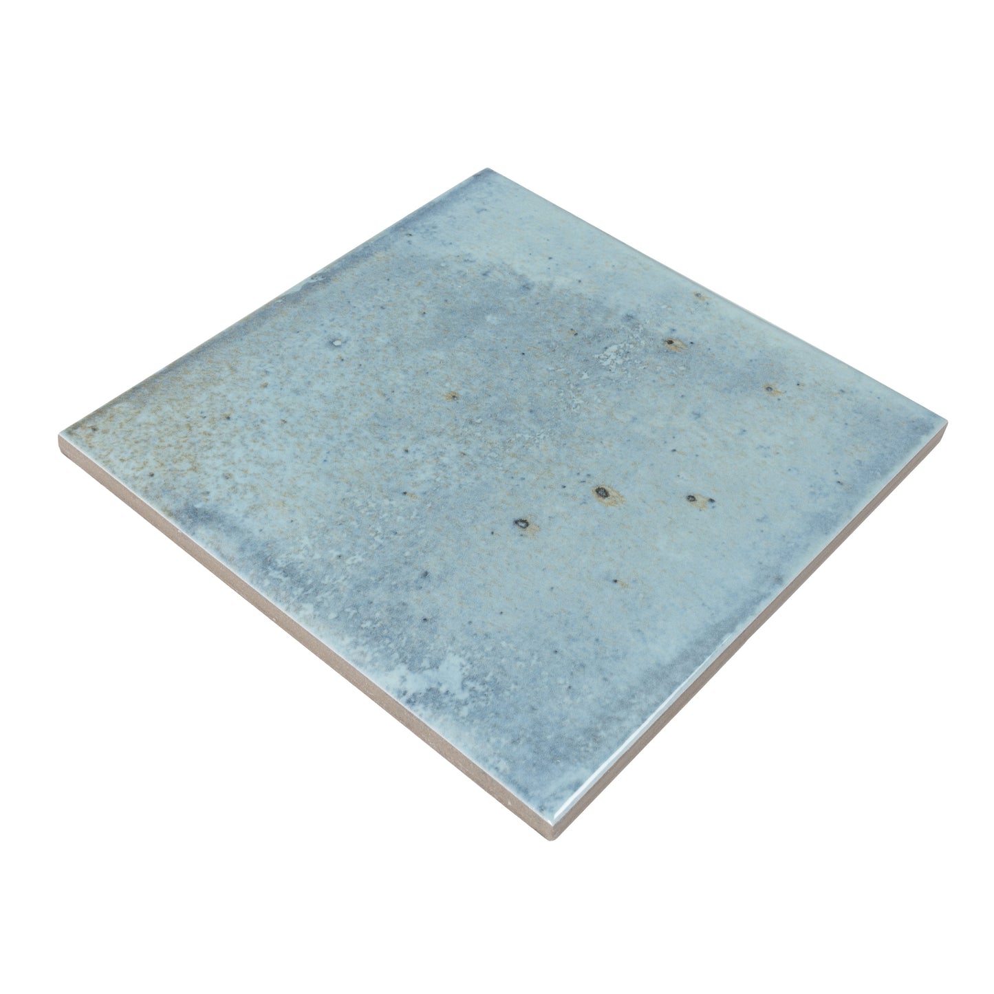 Sky Blue 6x6 Glossy Porcelain Zellige Square Tile - Sample