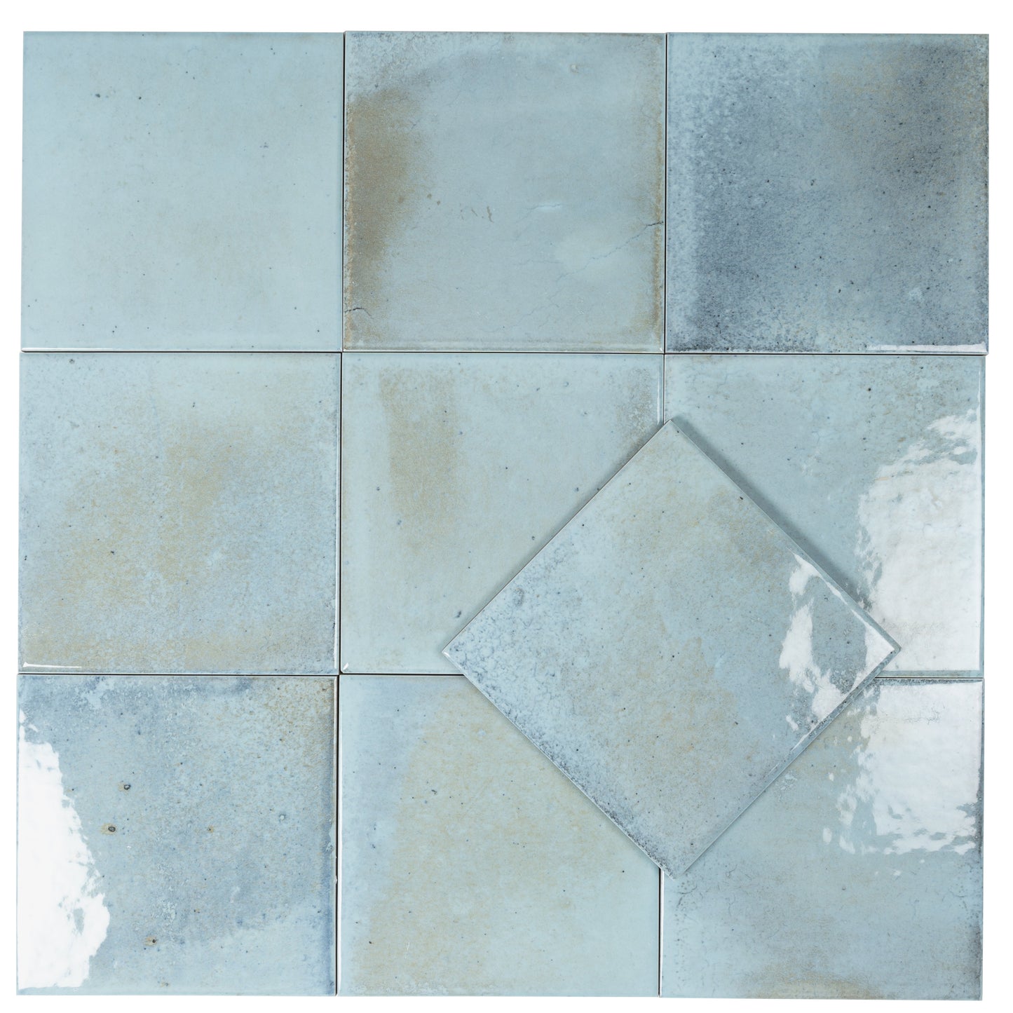 Sky Blue 6x6 Glossy Porcelain Zellige Square Tile