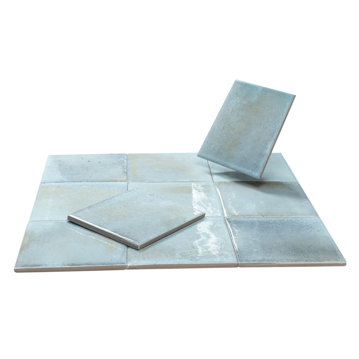 Sky Blue 6x6 Glossy Porcelain Zellige Square Tile - Sample