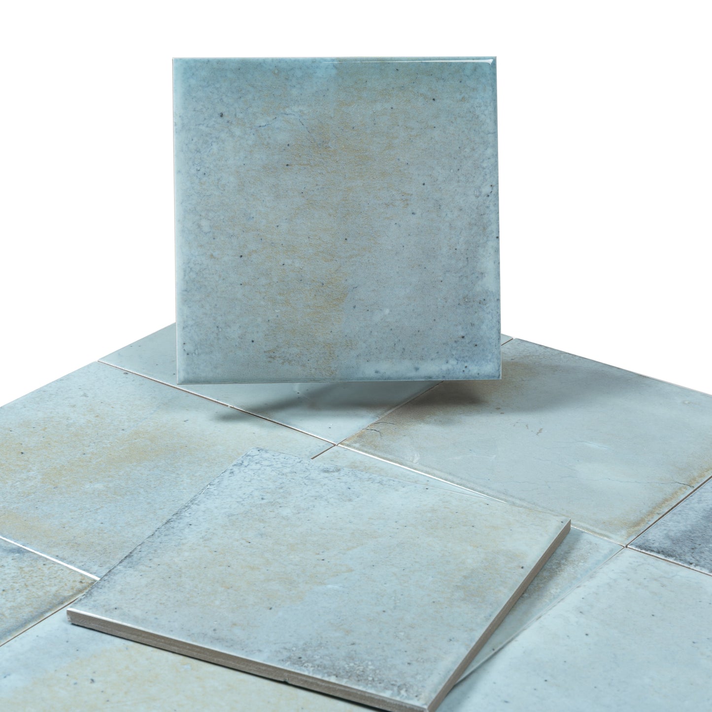 Sky Blue 6x6 Glossy Porcelain Zellige Square Tile - Sample