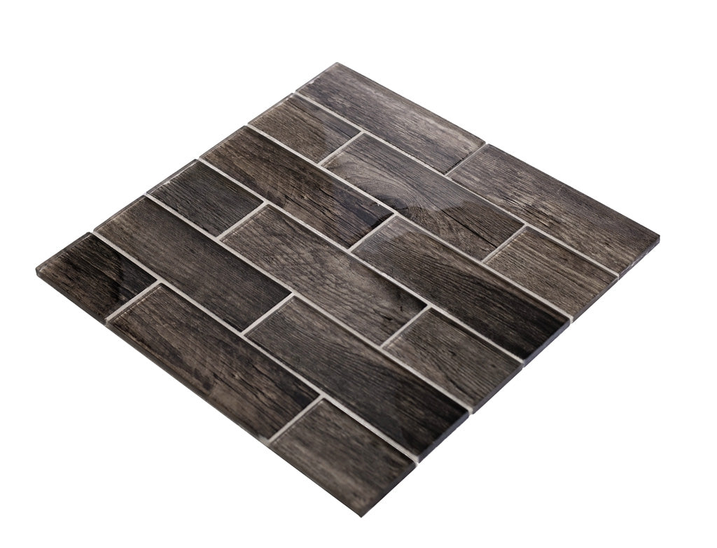 Brown 12 x 12 Glossy Glass Mosaic Tile