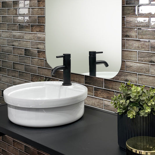 Brown 12 x 12 Glossy Glass Mosaic Tile - Sample